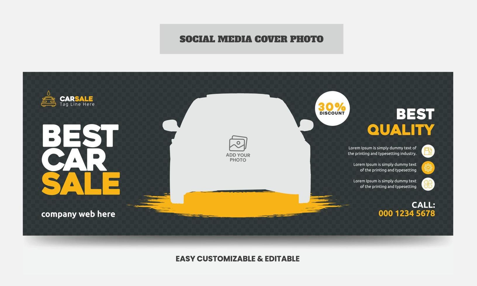 plantilla de diseño de foto de portada de redes sociales de venta de automóviles servicio de venta de automóviles banner web de redes sociales vector