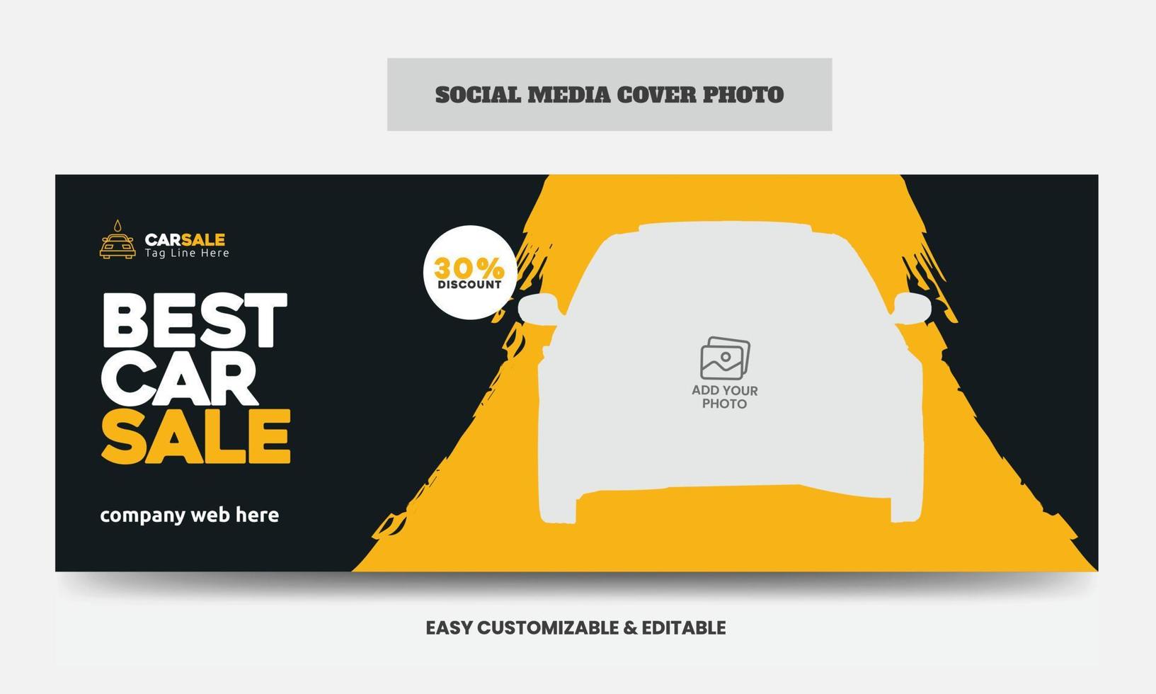 plantilla de diseño de foto de portada de redes sociales de venta de automóviles servicio de venta de automóviles banner web de redes sociales vector