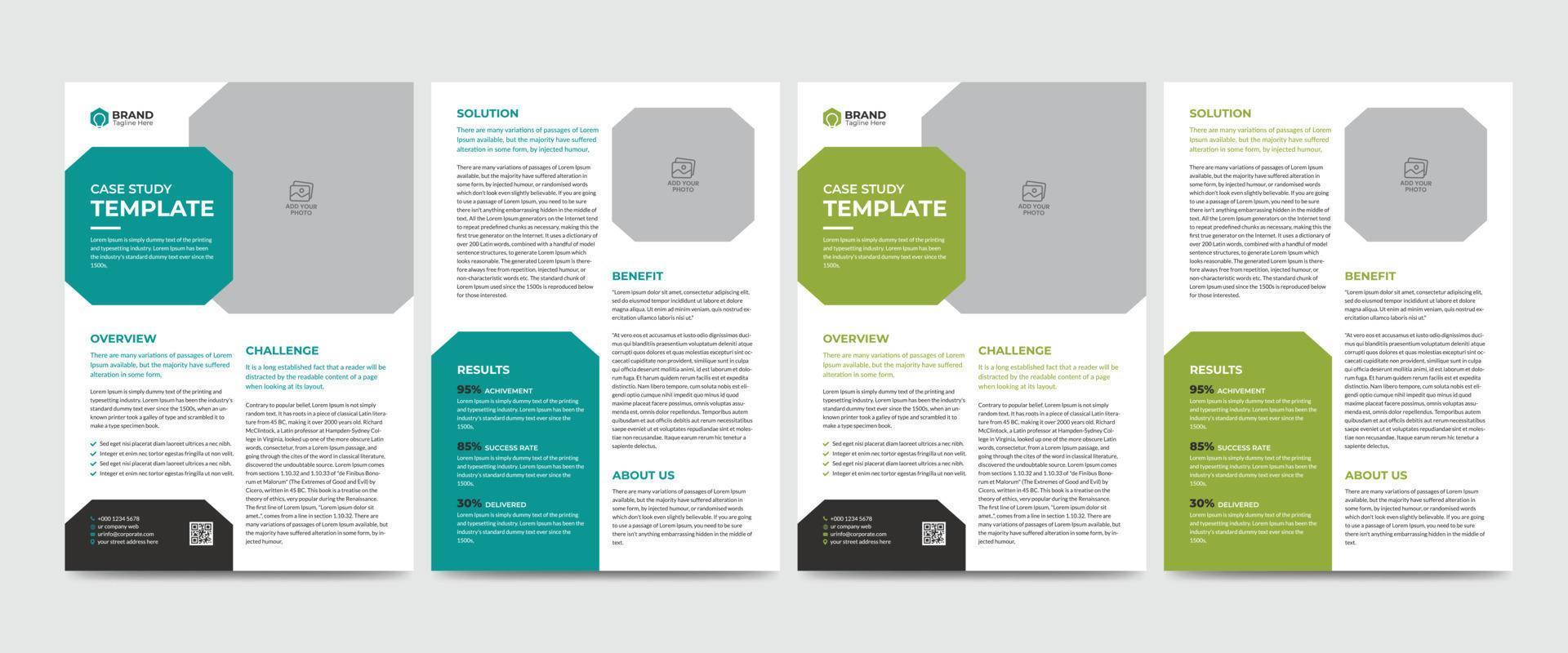 Case Study Template Corporate Modern Business Double Side Flyer and Poster Template vector