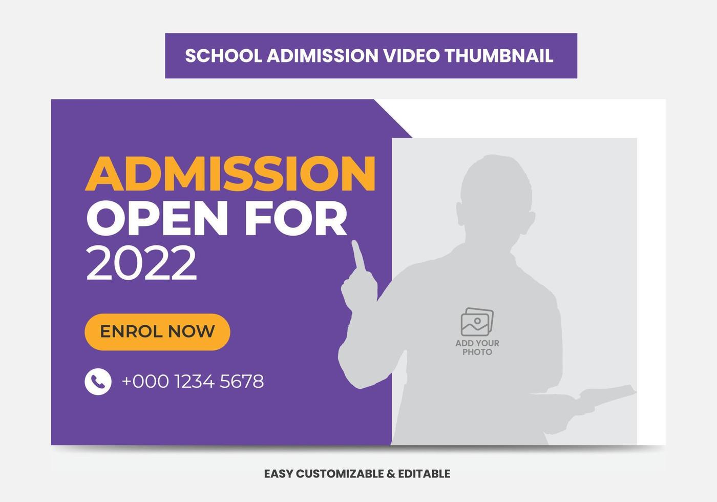 Junior admission school education video thumbnail and web banner. School admission video thumbnail vector