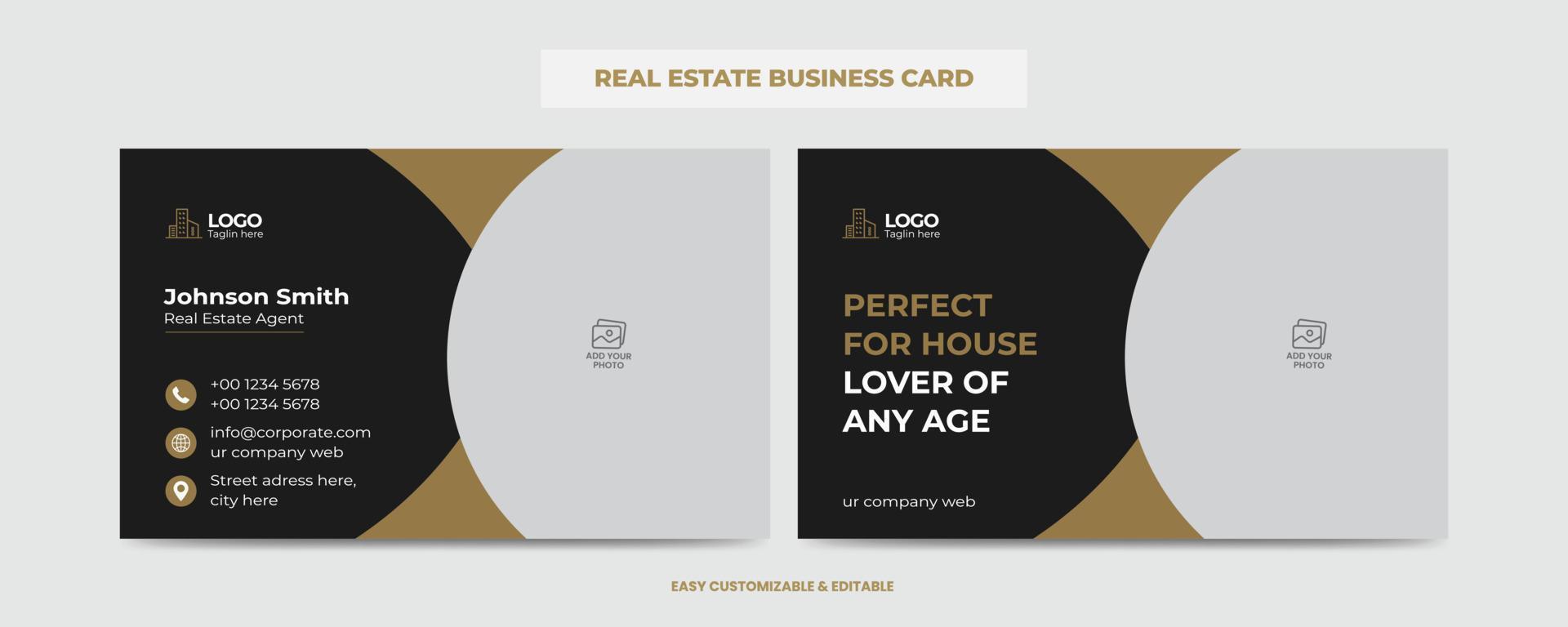 Real Estate Agent and Construction Business Card Template. Creative Real Estate Business card. Modern Home Visiting Card. Name Card Template vector