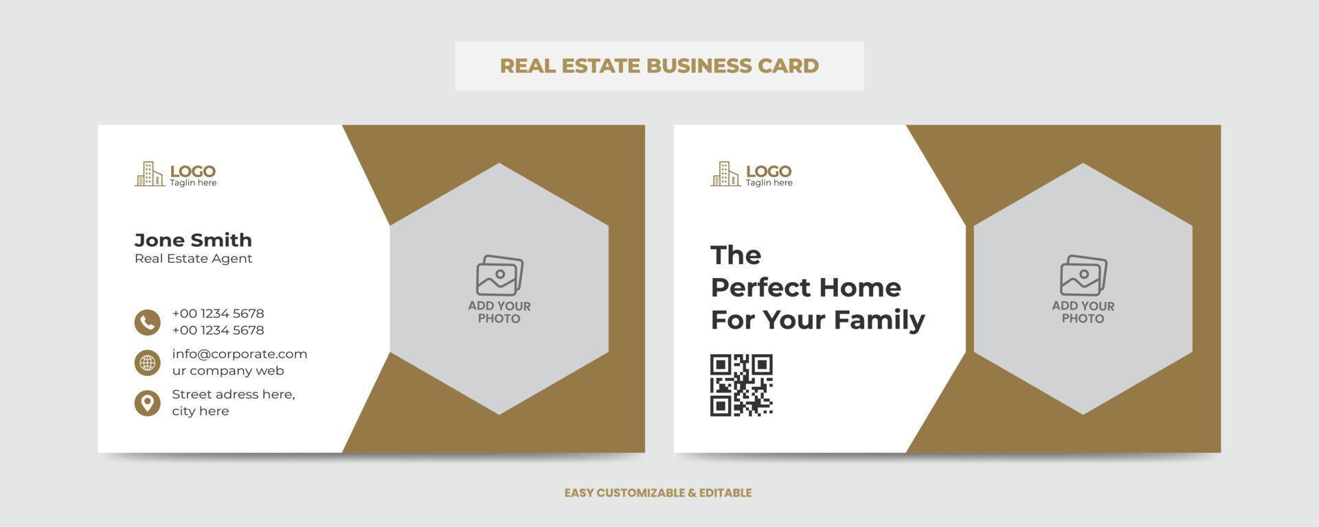 Real Estate Agent and Construction Business Card Template. Creative Real Estate Business card. Modern Home Visiting Card. Name Card Template vector