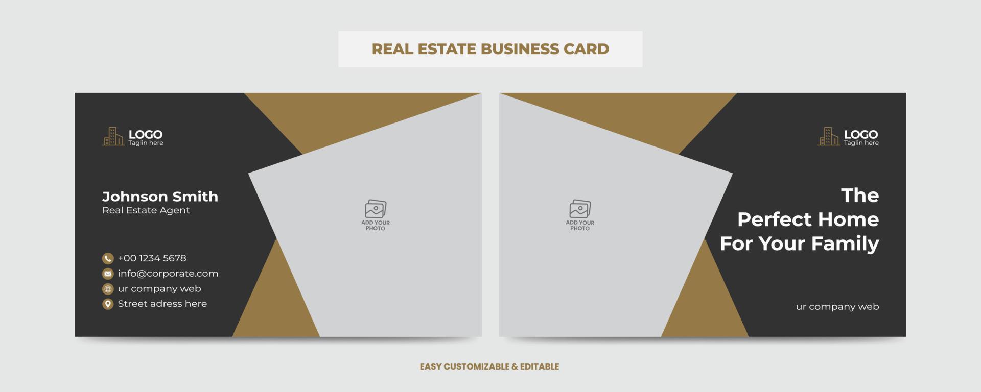 Real Estate Agent and Construction Business Card Template. Creative Real Estate Business card. Modern Home Visiting Card. Name Card Template vector