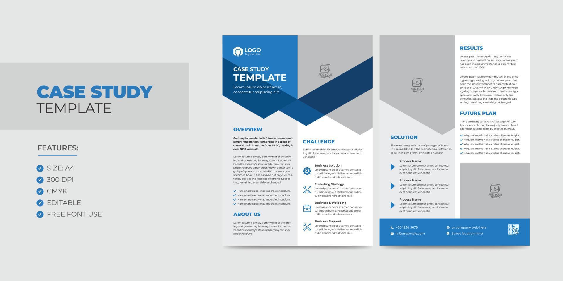 Case Study Template Corporate Modern Business Double Side Flyer and Poster Template vector