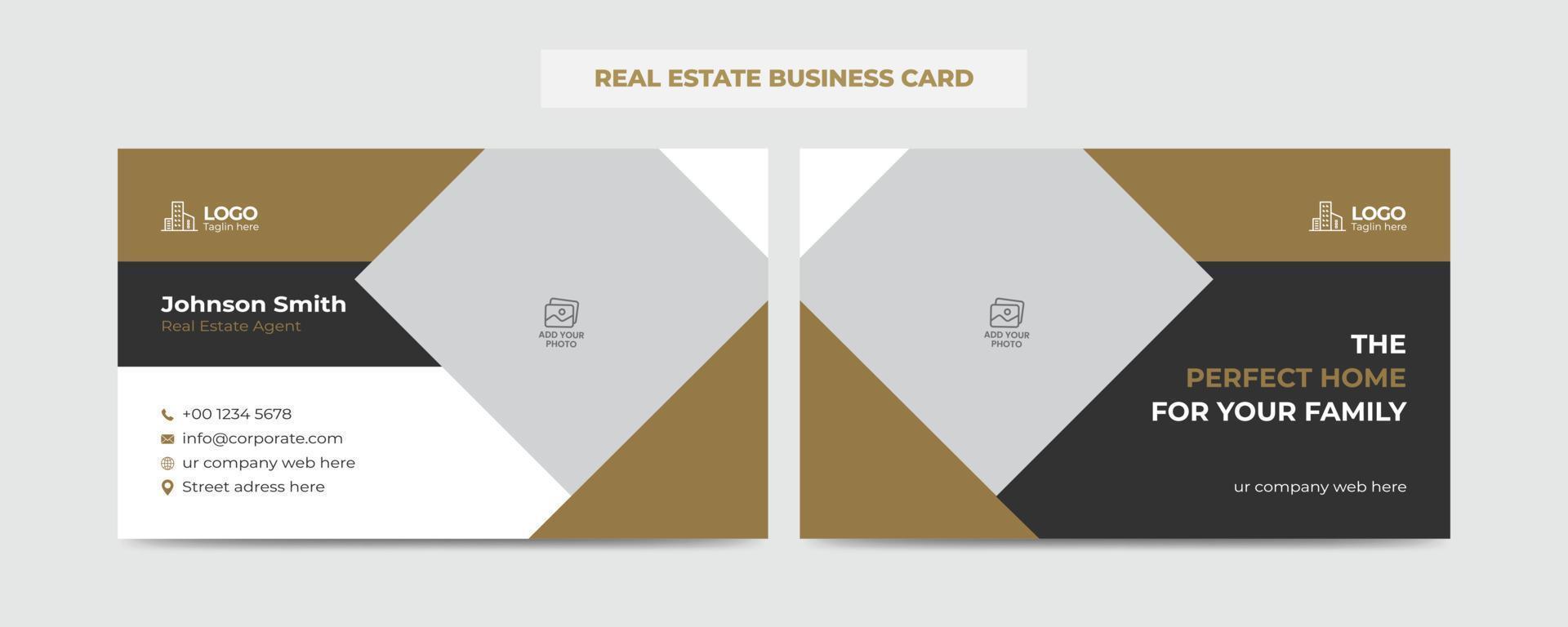 Real Estate Agent and Construction Business Card Template. Creative Real Estate Business card. Modern Home Visiting Card. Name Card Template vector