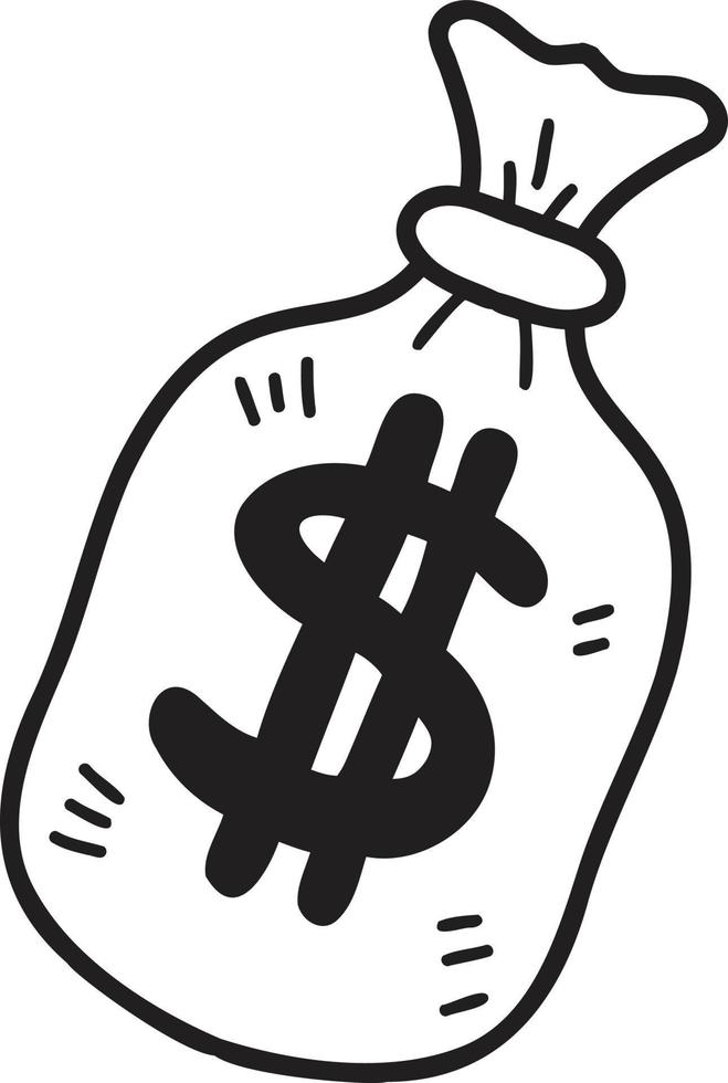 Hand Drawn money bag illustration vector