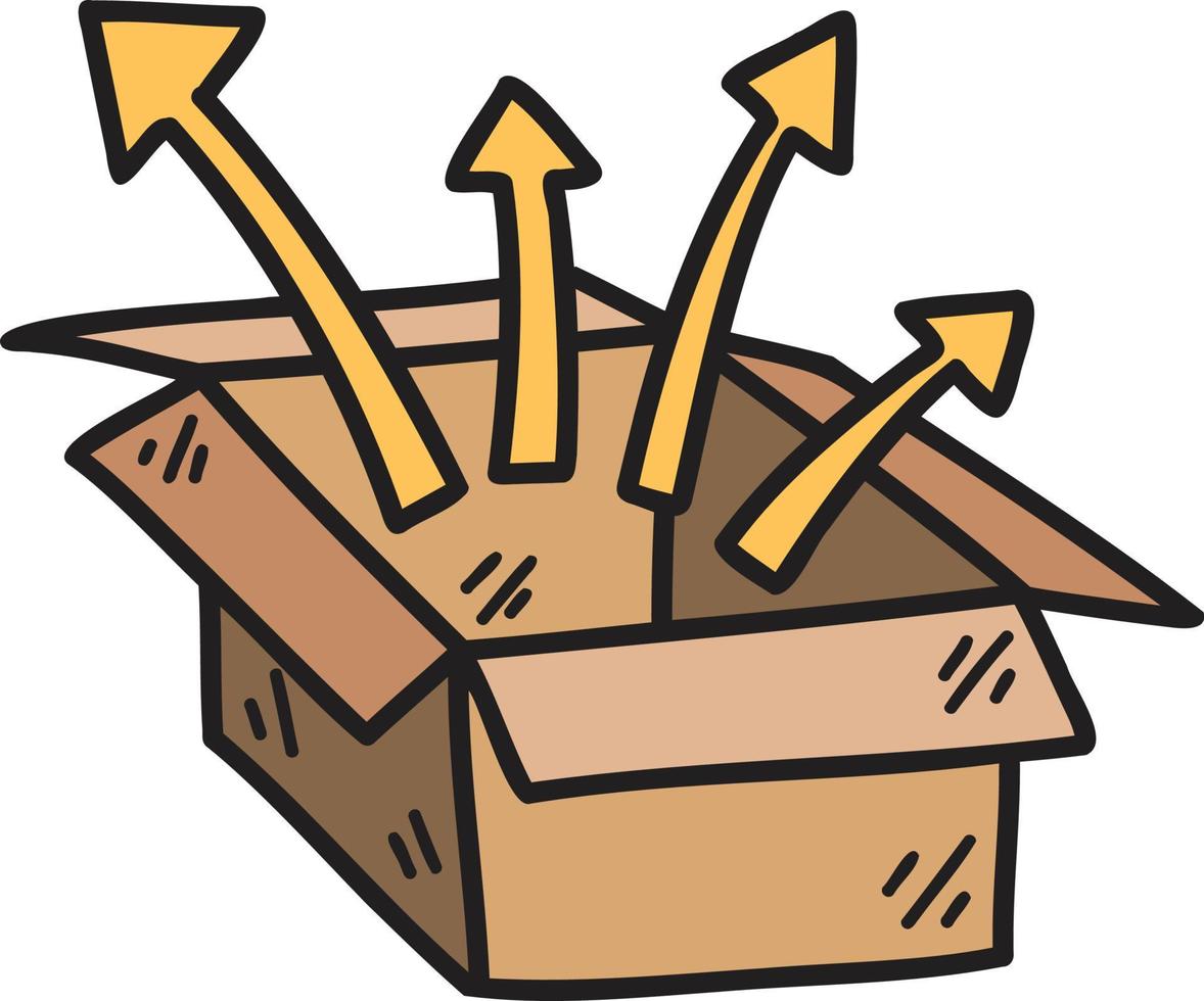 Hand Drawn open box illustration vector