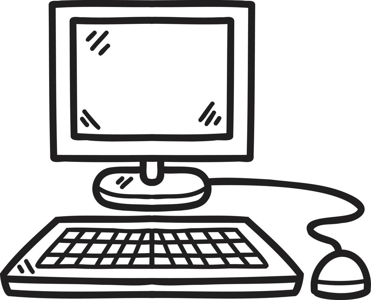 Hand Drawn personal computer illustration vector