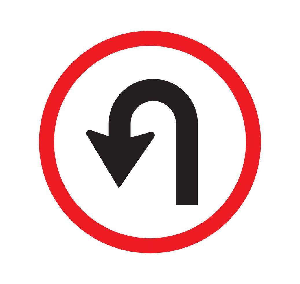 Left U-turn sign vector. vector