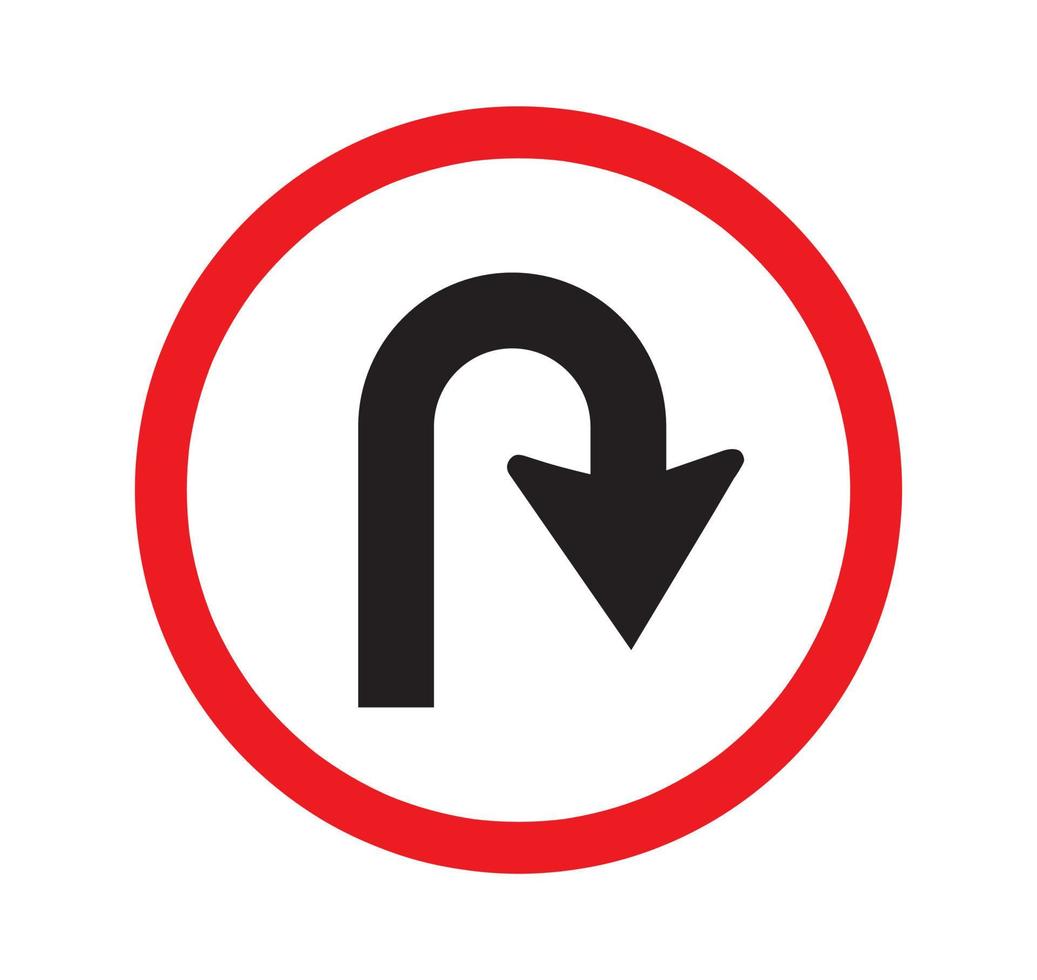 Right U-turn sign vector. vector