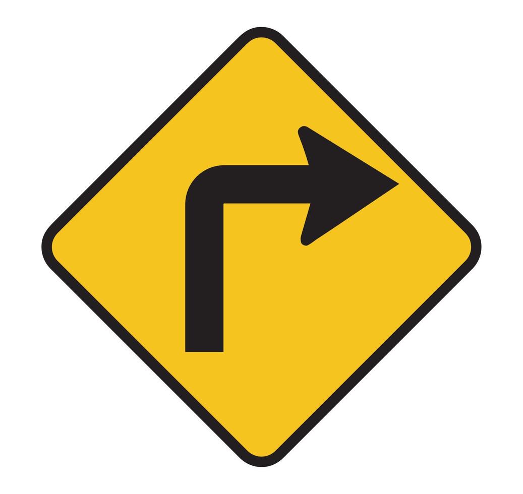 Turn Right Traffic Road Sign. Turn Right Ahead Traffic Sign Vector. vector