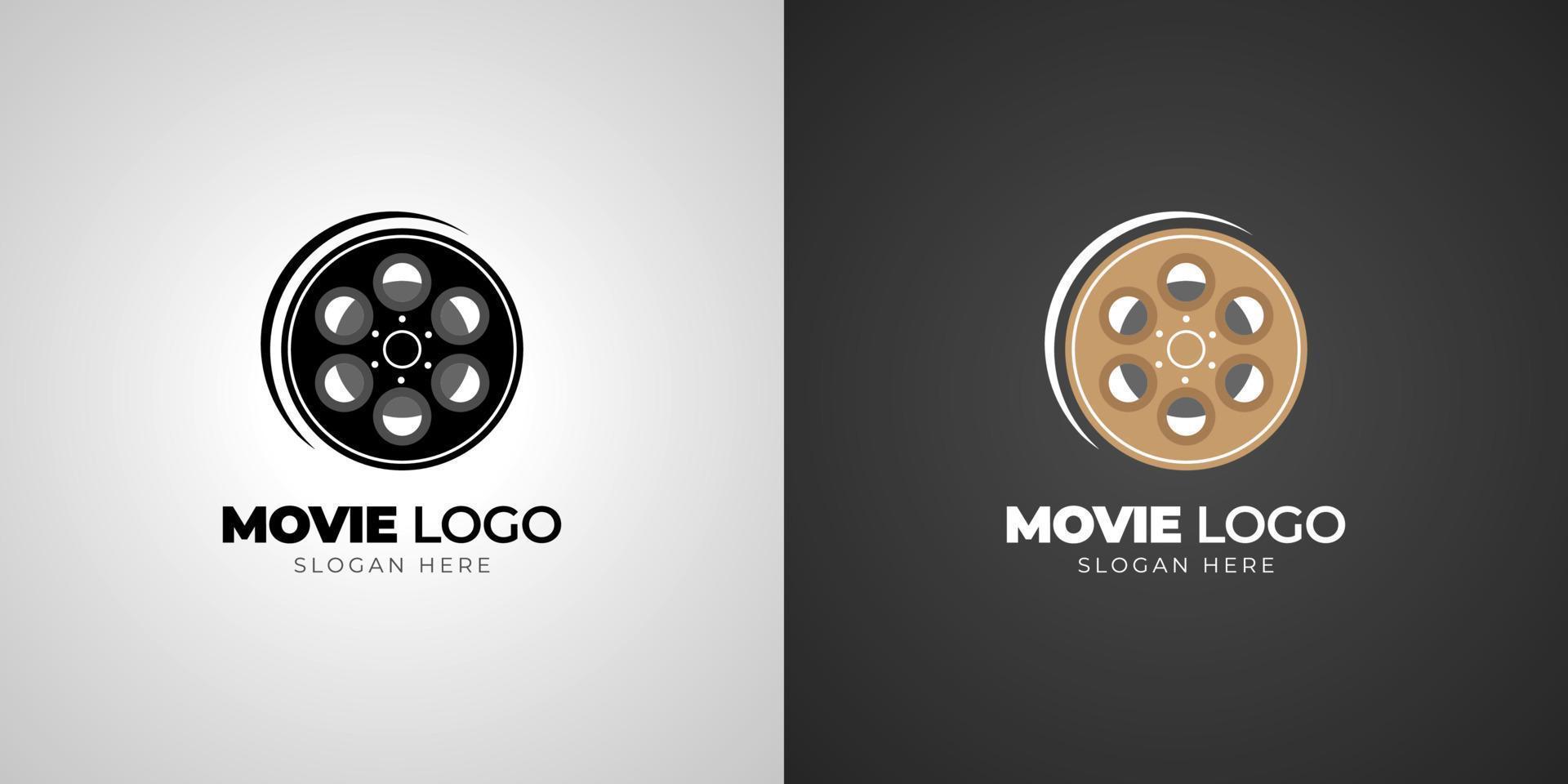 logotipo de película de cine con plantilla de fondo degradado vector
