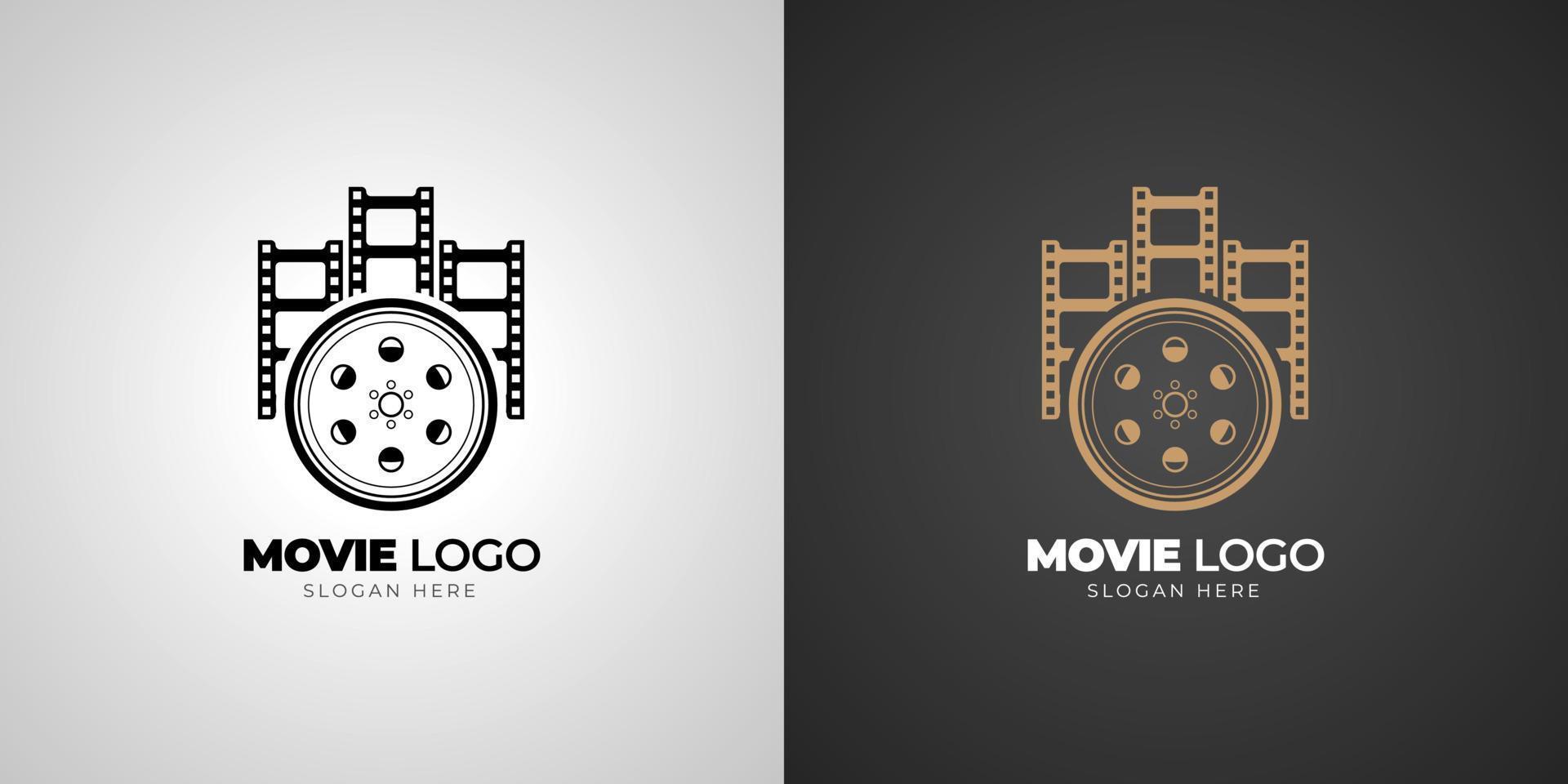 logotipo de película de cine con plantilla de fondo degradado vector