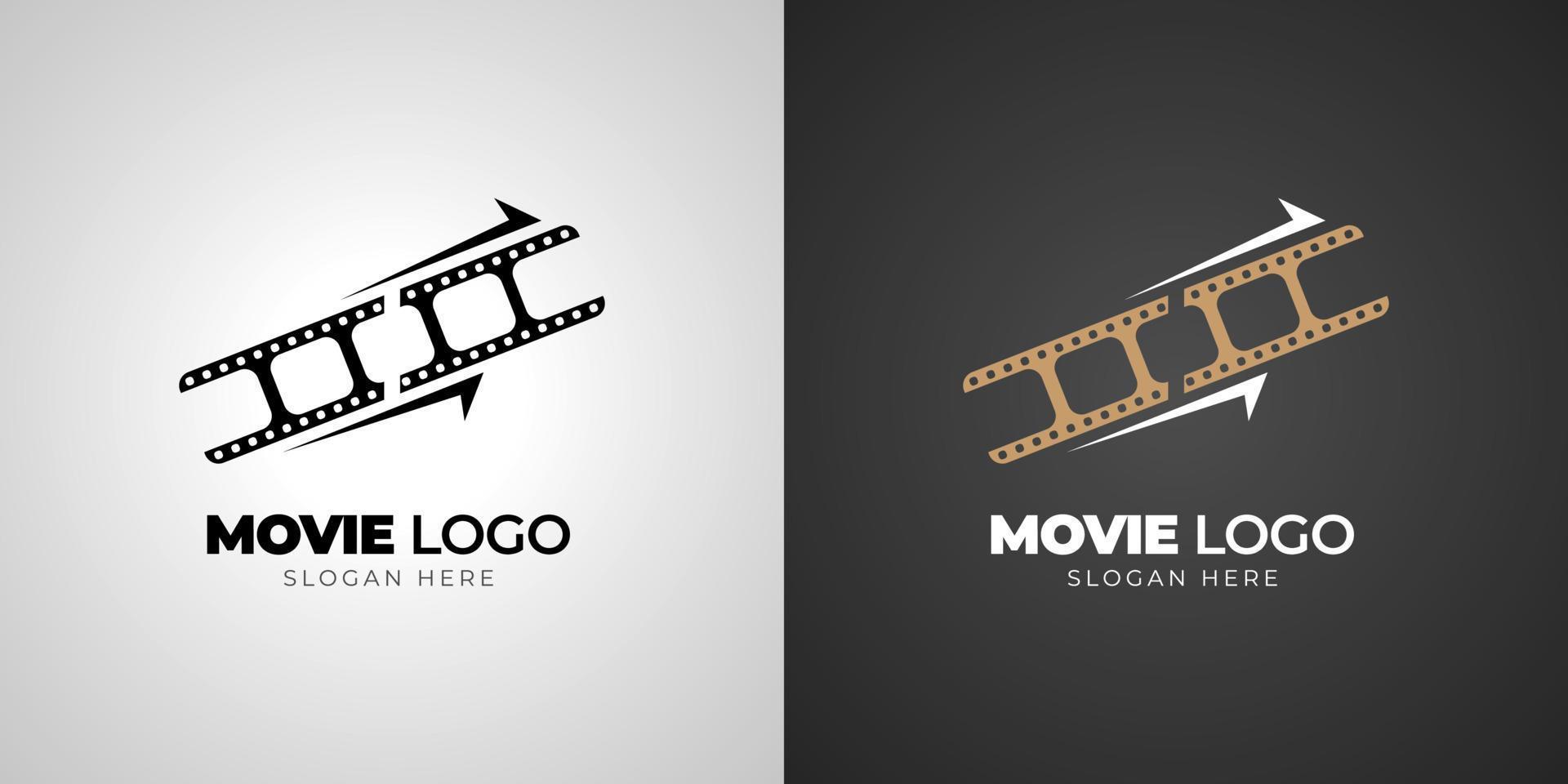 logotipo de película de cine con plantilla de fondo degradado vector