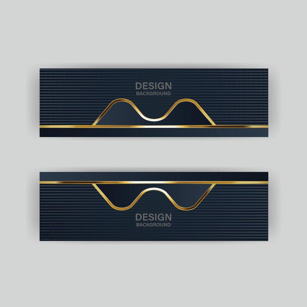 Luxury dark navy background with golden lines and abstract shape. Vector graphic illustration