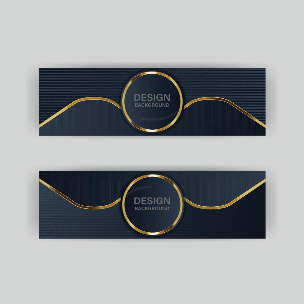 Luxury dark navy background with golden lines and abstract shape. Vector graphic illustration