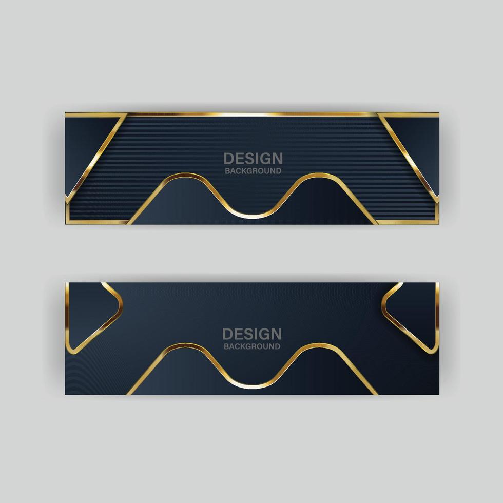 Luxury dark navy background with golden lines and abstract shape. Vector graphic illustration