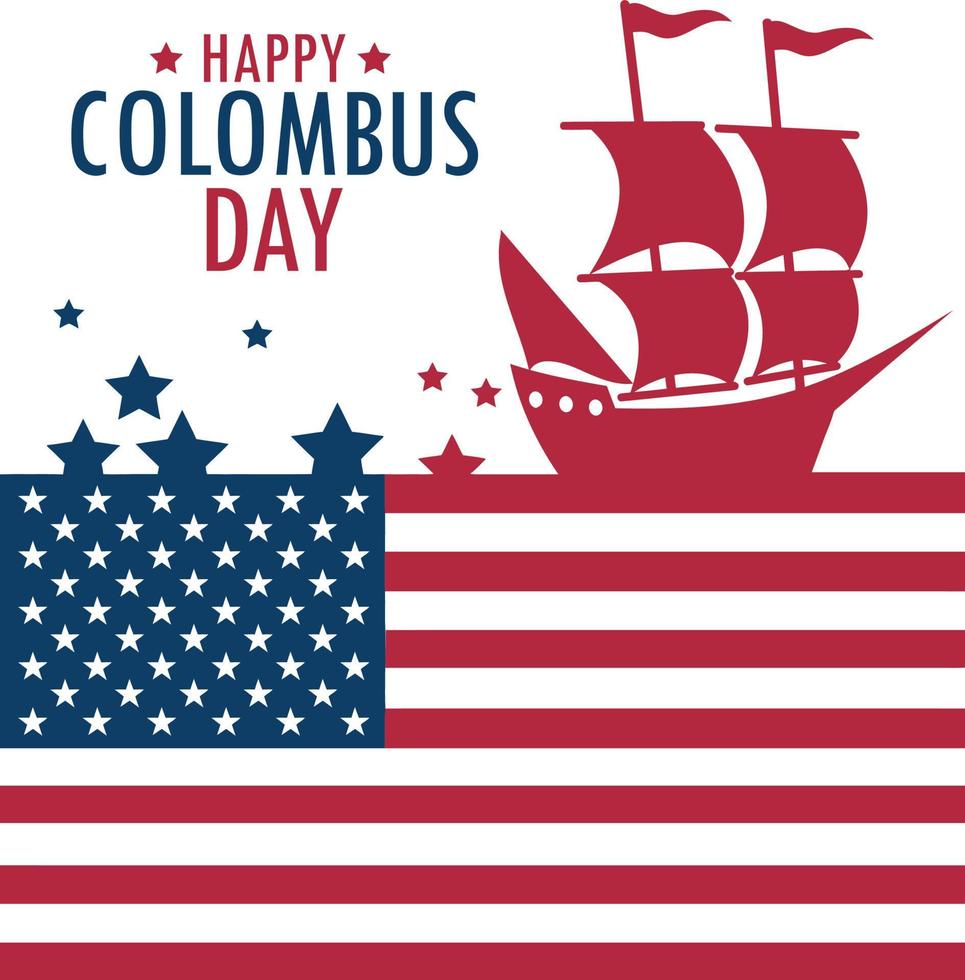 Happy Columbus Day Text Vector Illustration