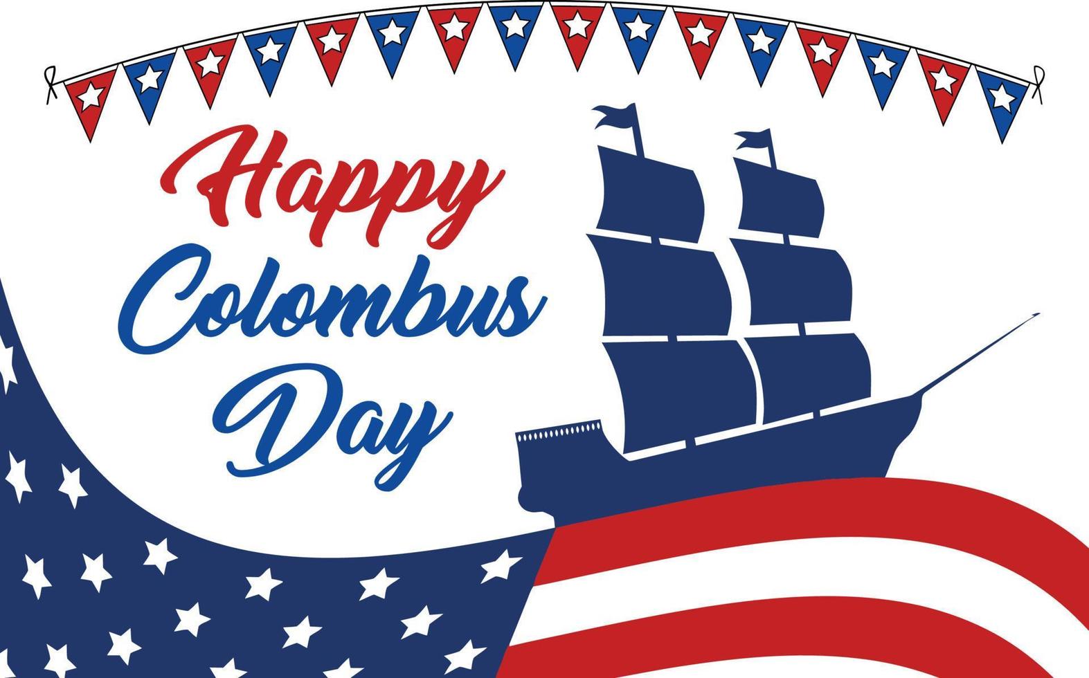 Happy Columbus Day Text Vector Illustration