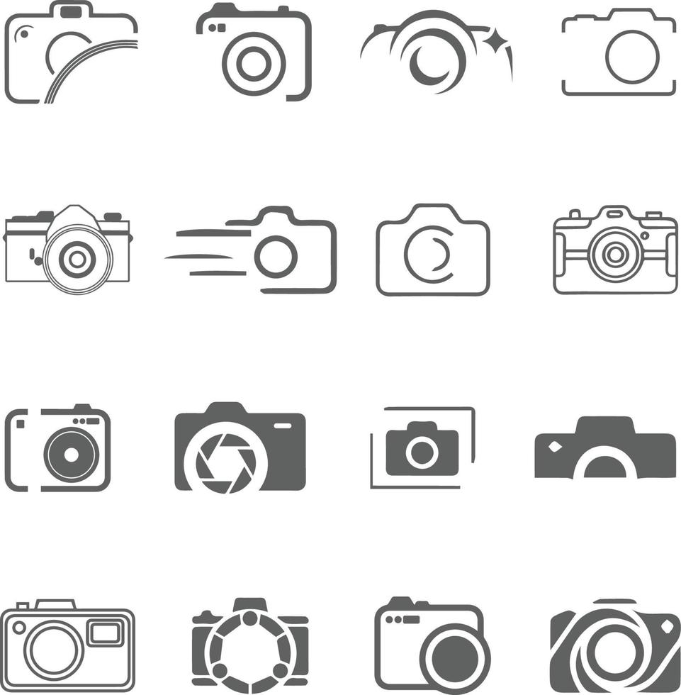 conjunto de iconos de cámara. conjunto de iconos de fotografía. icono de cámara de seguridad. vector