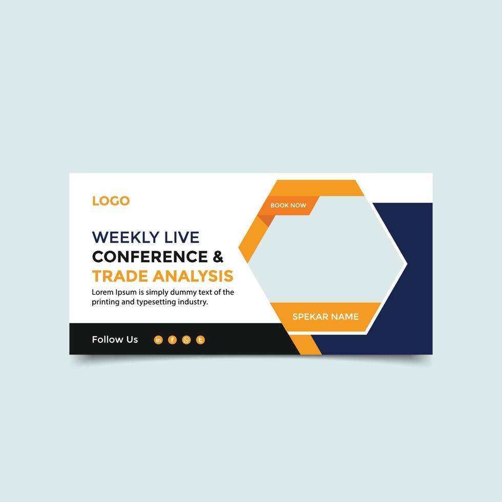 Conference web banner design template.online Business invitation or live conference banner design.eps vector