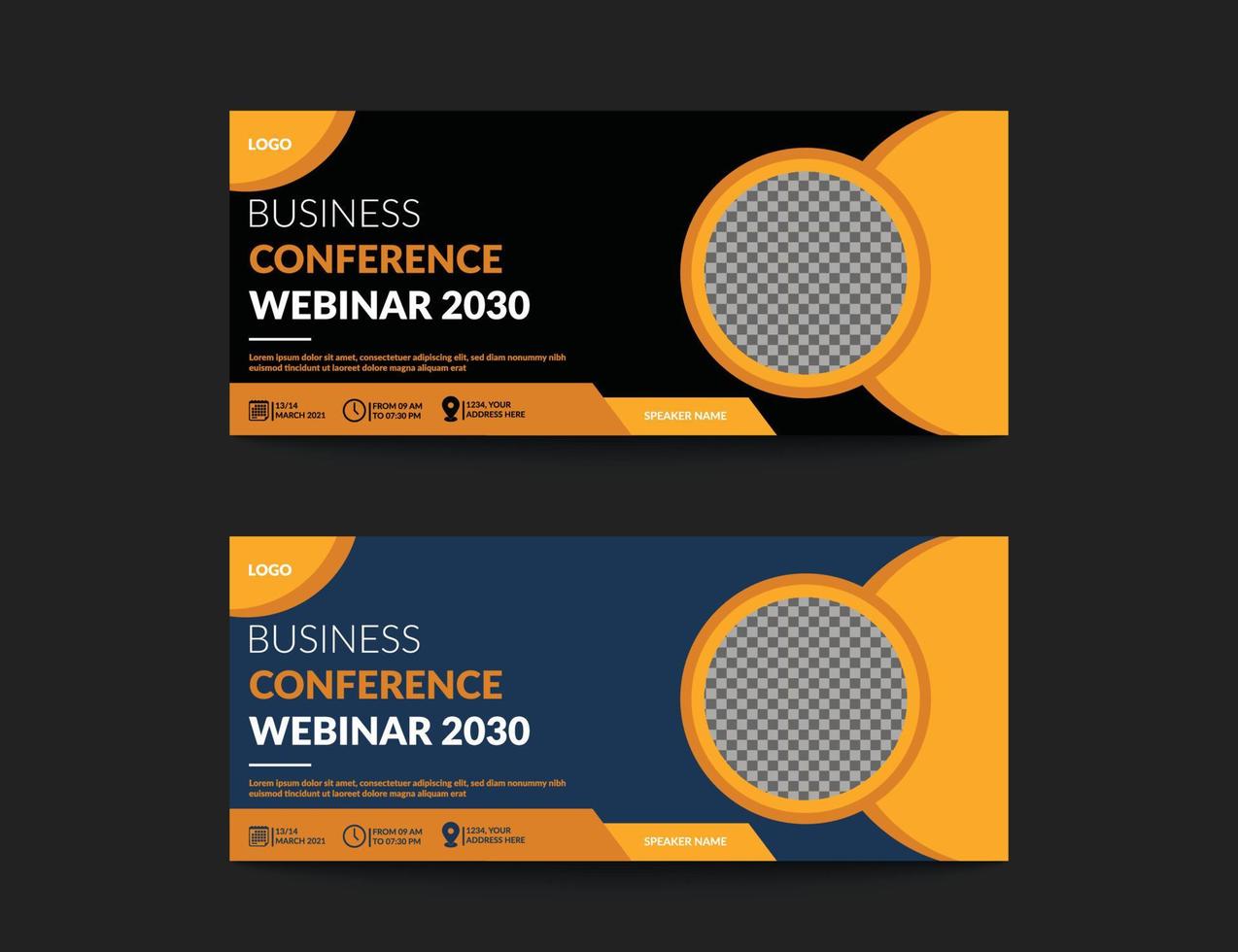 Business webinar conference social media post web banner design template.social media horizontal banner design.eps vector