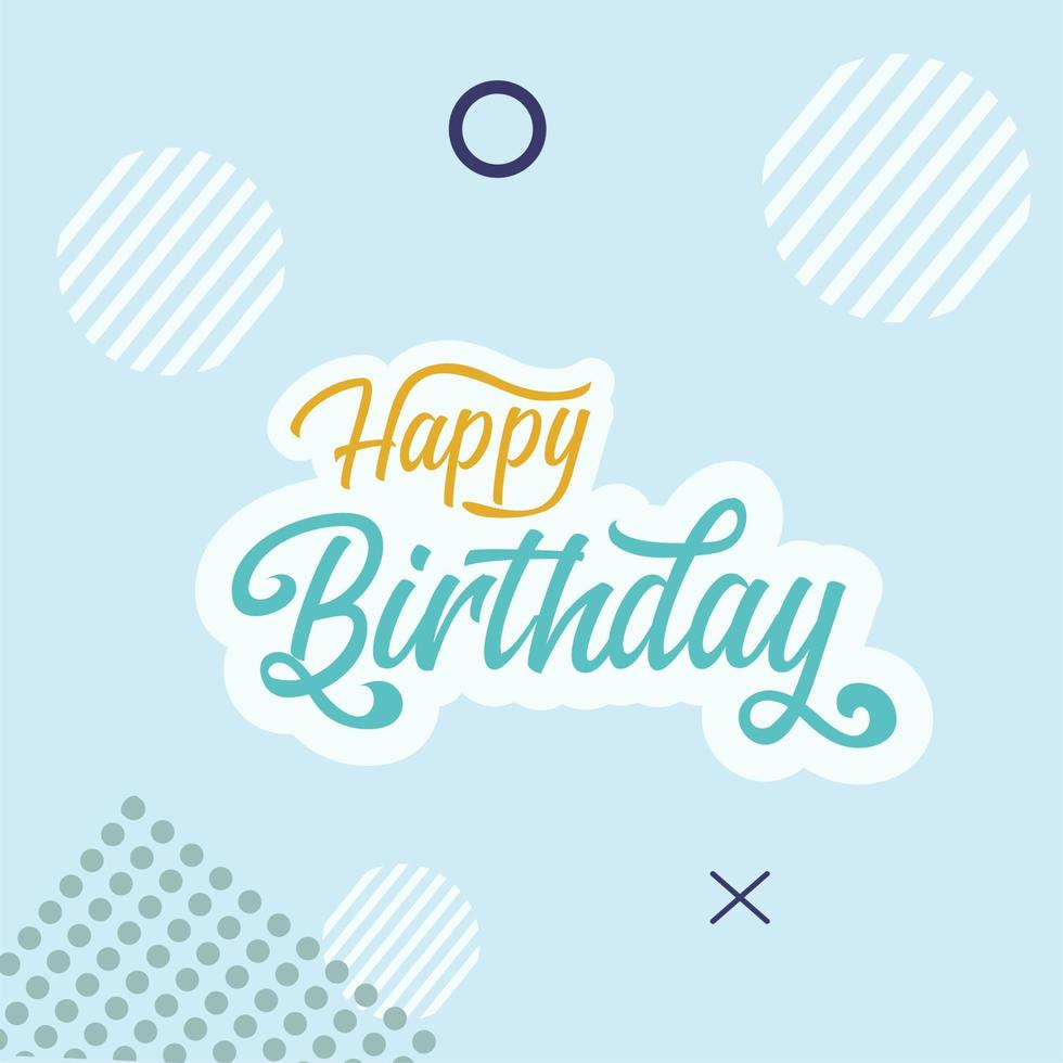 feliz cumpleaños. hermosa tarjeta de felicitación caligrafía rayada palabra de texto negro estrellas doradas. diseño de impresión de camiseta de invitación dibujada a mano. vector aislado de fondo blanco con letras de pincel modernas manuscritas