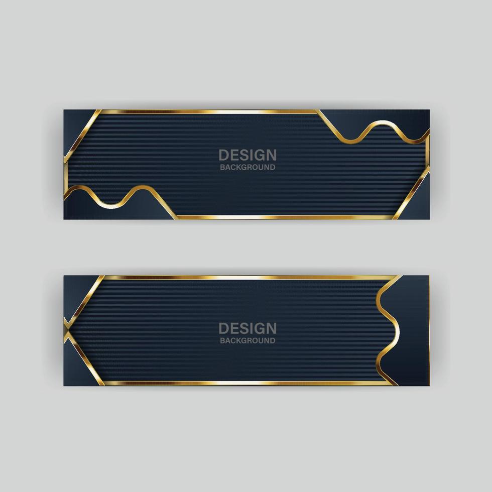 Luxury dark navy background with golden lines and abstract shape. Vector graphic illustration