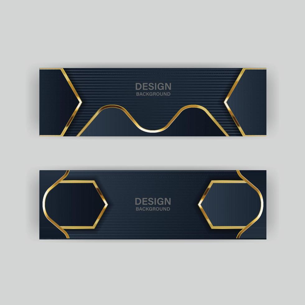 Luxury dark navy background with golden lines and abstract shape. Vector graphic illustration