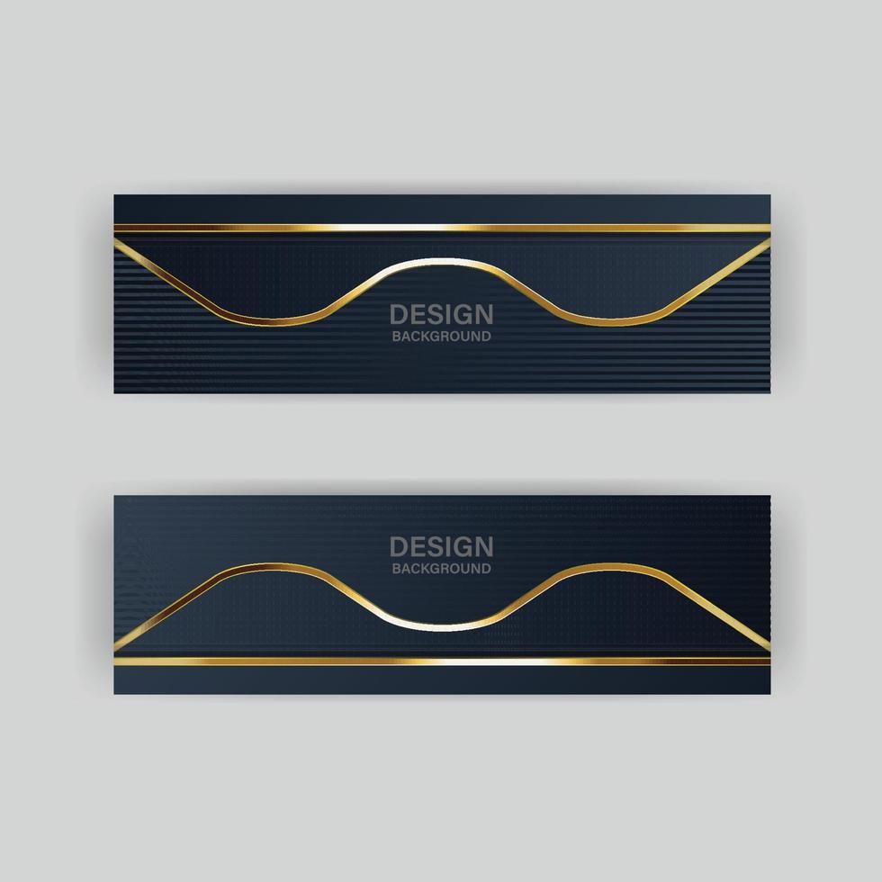 Luxury dark navy background with golden lines and abstract shape. Vector graphic illustration