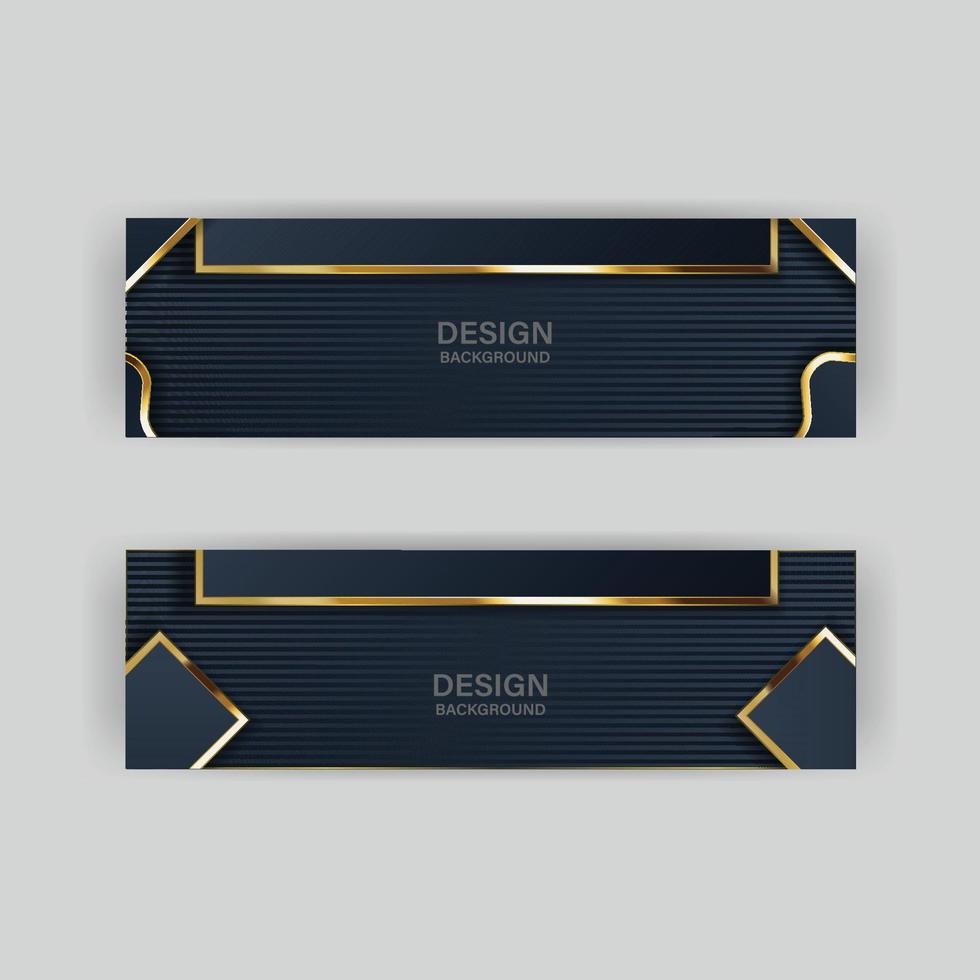 Luxury dark navy background with golden lines and abstract shape. Vector graphic illustration
