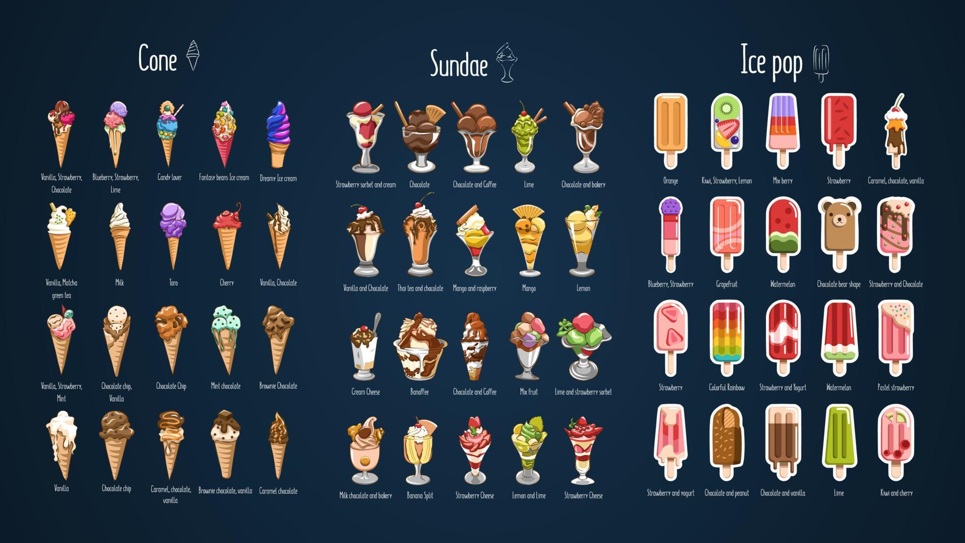 Ice cream vector set collection graphic design 11756382 Vector Art at
