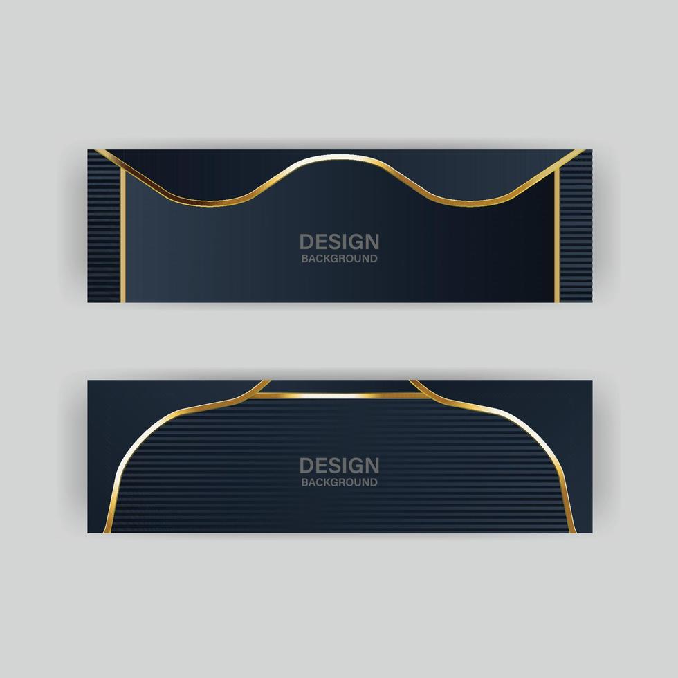 Luxury dark navy background with golden lines and abstract shape. Vector graphic illustration