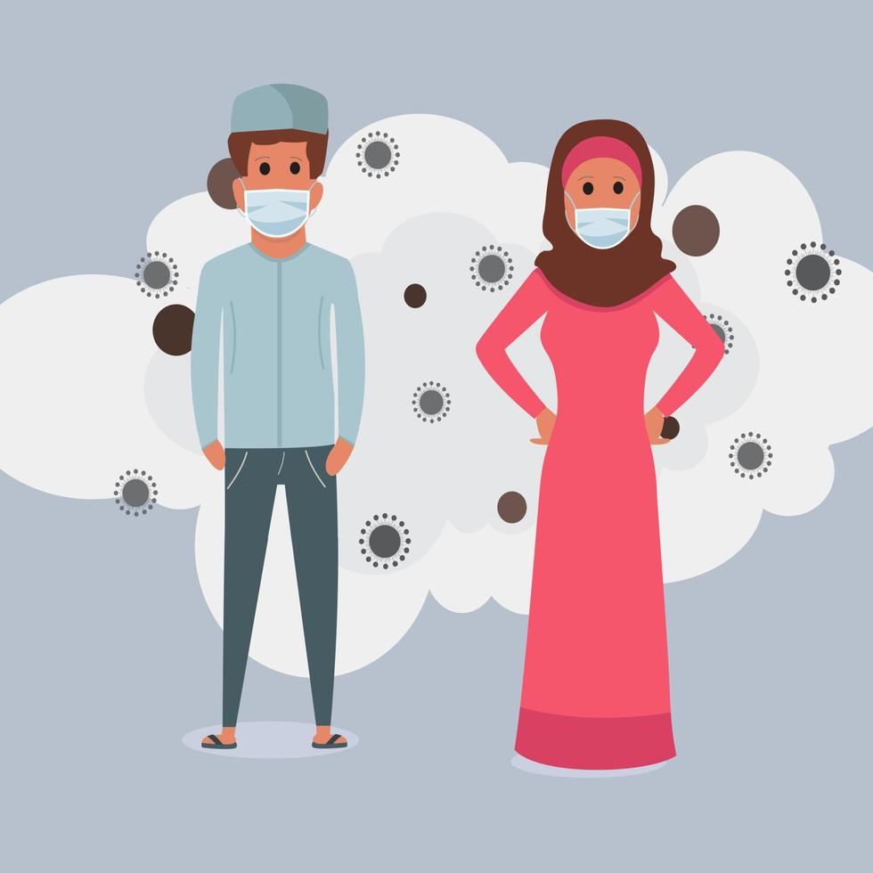 people in white medical face mask. Concept of virus quarantine vector