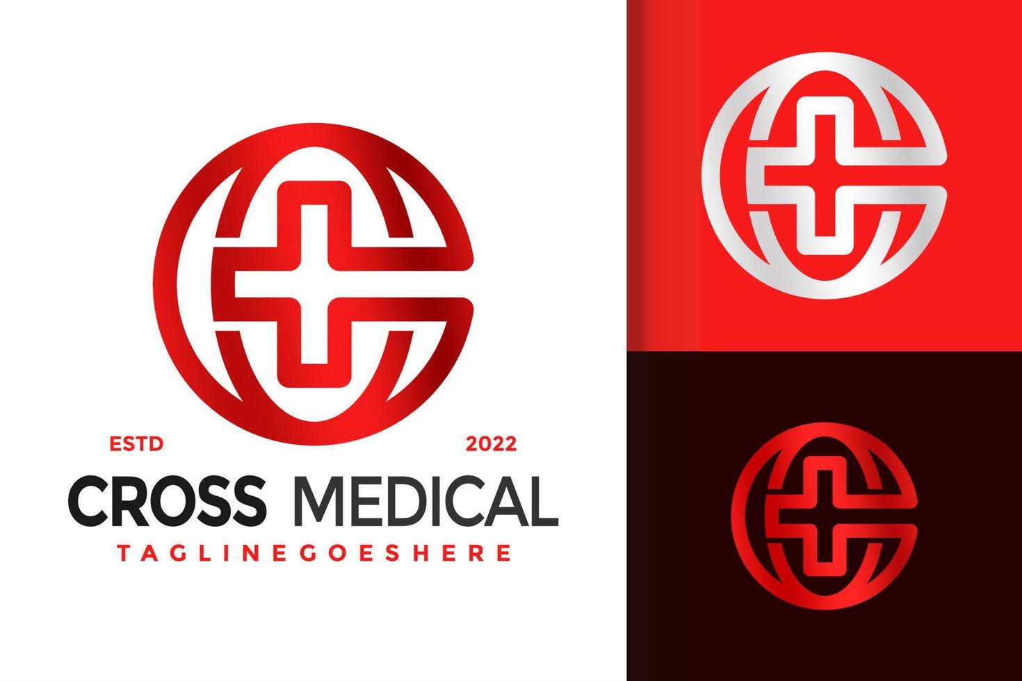 letra c diseño de logotipo cruzado médico, vector de logotipos de identidad de marca, logotipo moderno, plantilla de ilustración vectorial de diseños de logotipos