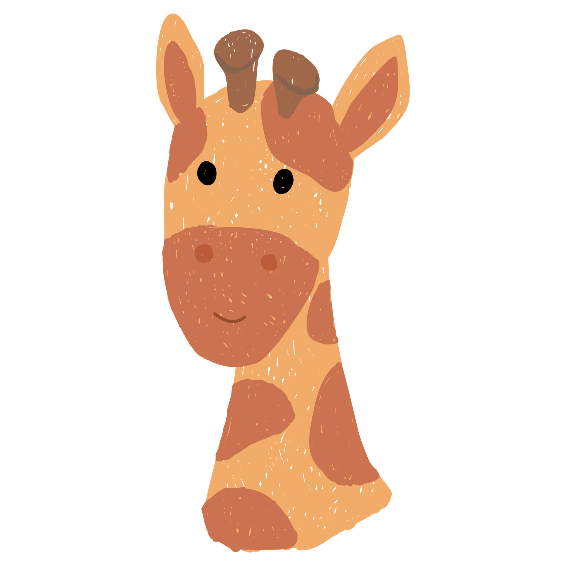 Cute giraffe, hand drawn cartoon giraffe. Color pencil effect. Vector