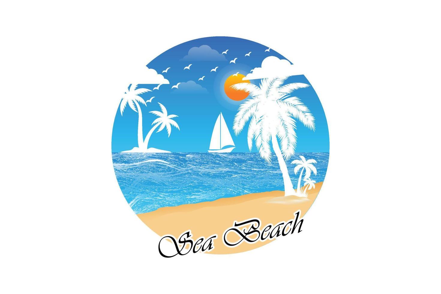 diseño de camiseta de ilustración de vector de playa de mar