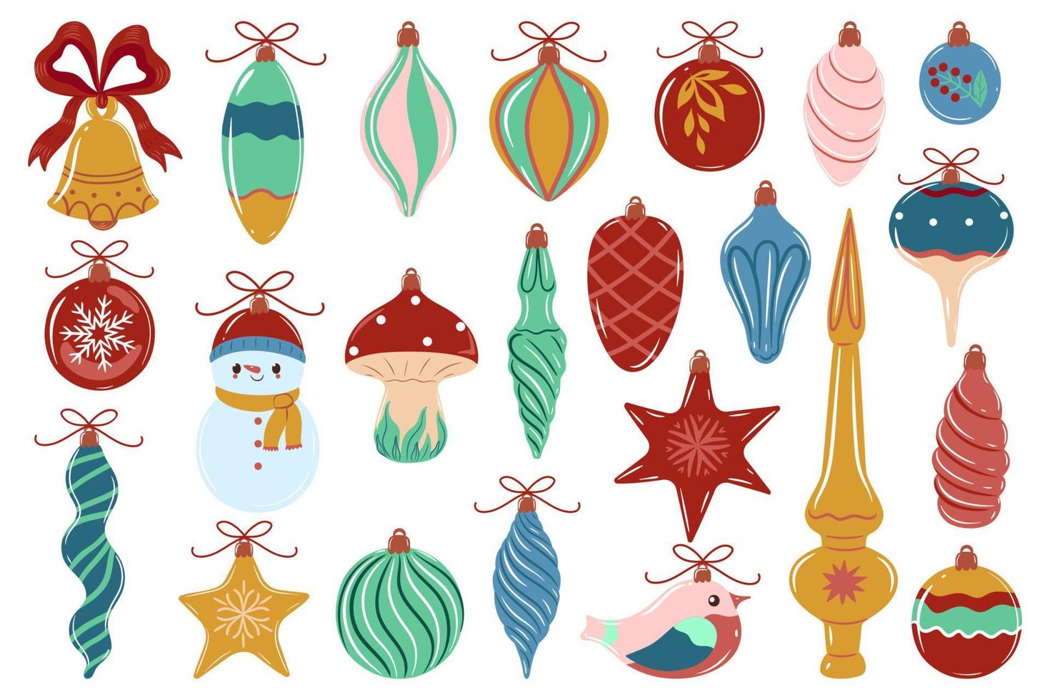 Set of Christmas toys isolated on a white background. Vector graphics