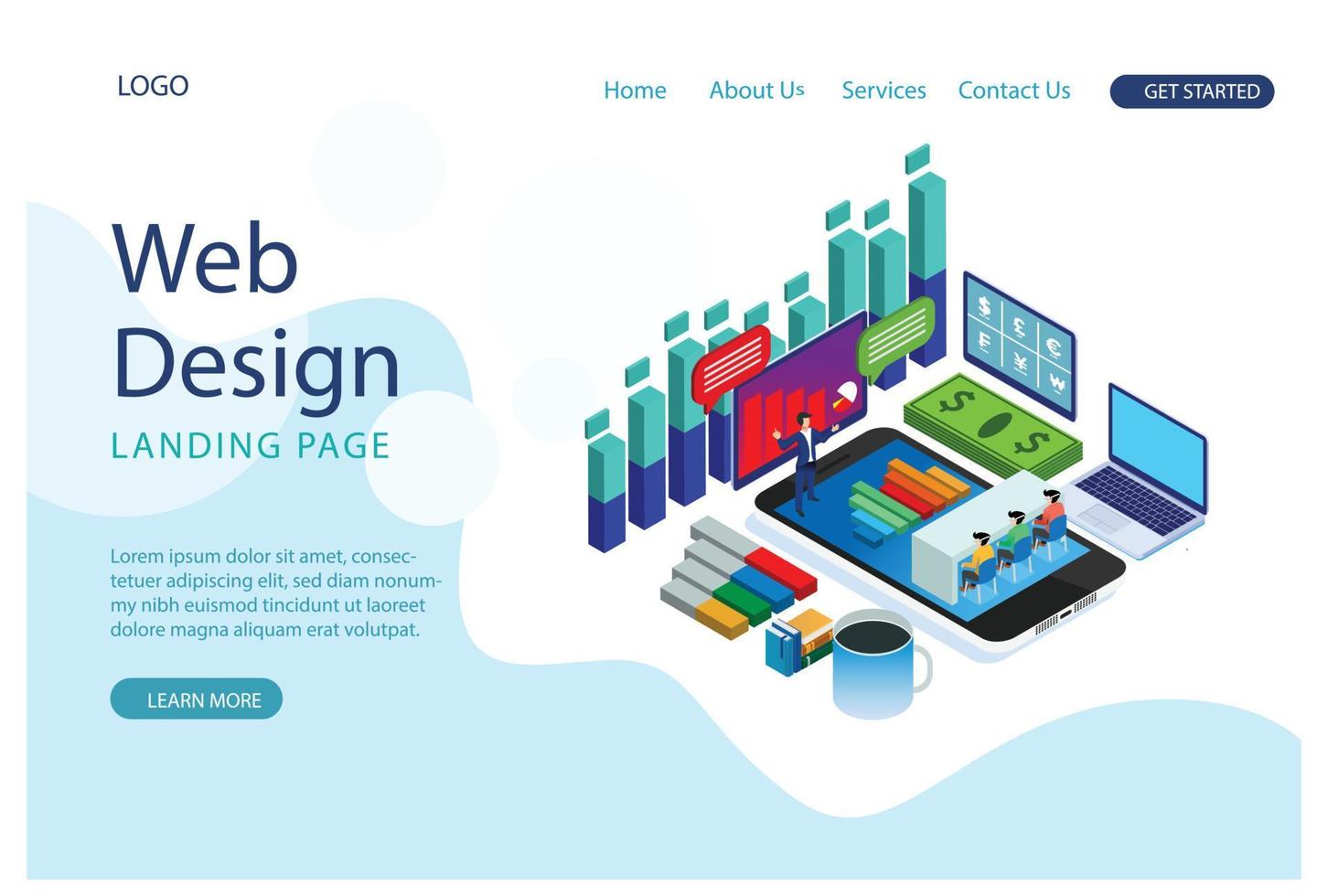 The modern concept of isometric graph analysis and online data processing. online based vector illustration Suitable for Diagrams, Infographics, Game Asset, And Other Graphic Related Assets