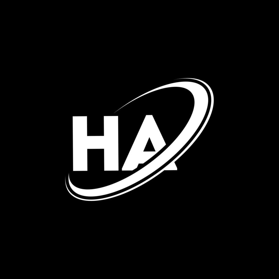 HA H A letter logo design. Initial letter HA linked circle uppercase monogram logo red and blue. HA logo, H A design. ha, h a vector