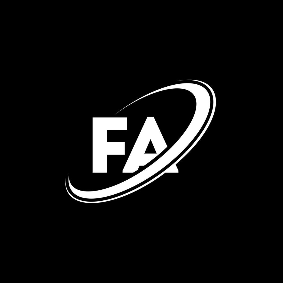 FA F A letter logo design. Initial letter FA linked circle uppercase monogram logo red and blue. FA logo, F A design. fa, f a vector
