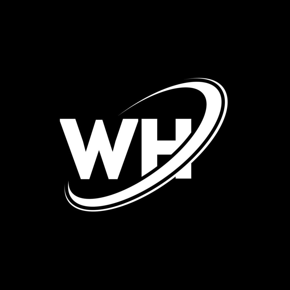 diseño del logotipo de la letra wh wh. letra inicial wh círculo vinculado en mayúsculas logo monograma rojo y azul. qué logotipo, qué diseño. qué, qué vector