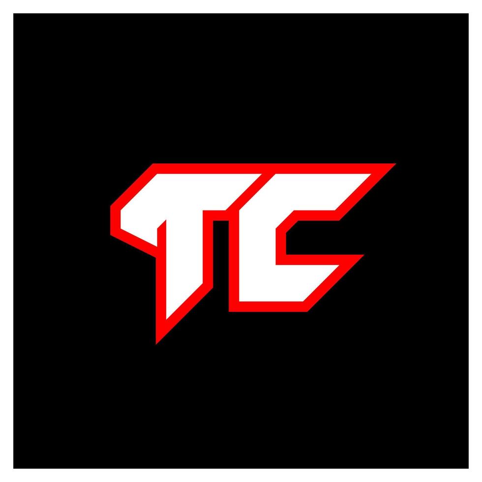 TC logo design, initial TC letter design with sci-fi style. TC logo for game, esport, Technology, Digital, Community or Business. T C sport modern Italic alphabet font. Typography urban style fonts. vector