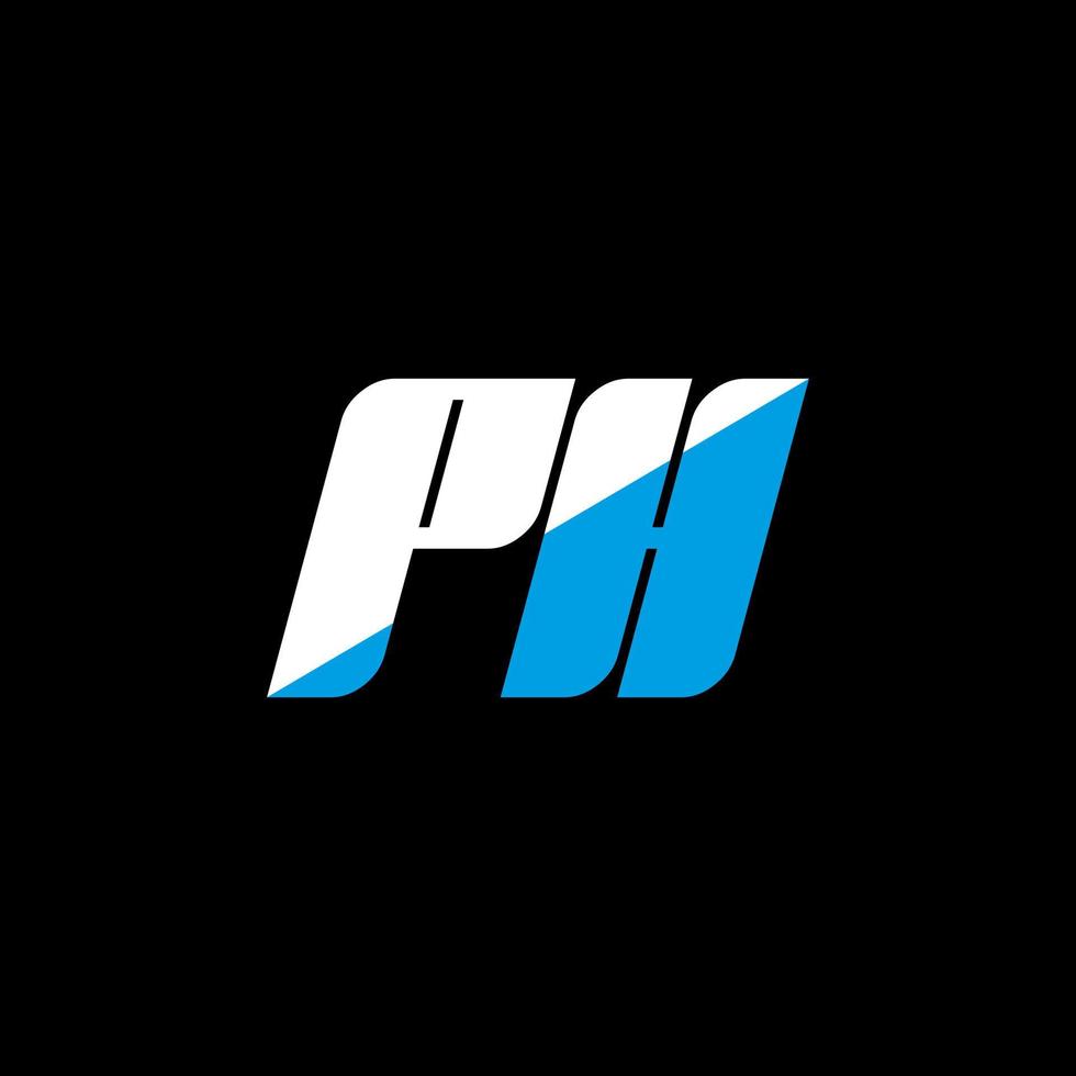 PH letter logo design on black background. PH creative initials letter logo concept. PH icon design. PH white and blue letter icon design on black background. P H vector