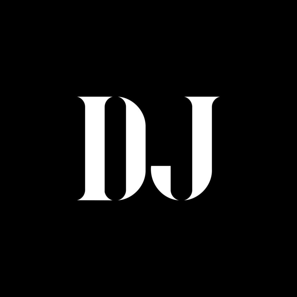 DJ D J letter logo design. Initial letter DJ uppercase monogram logo white color. DJ logo, D J design. DJ, D J vector