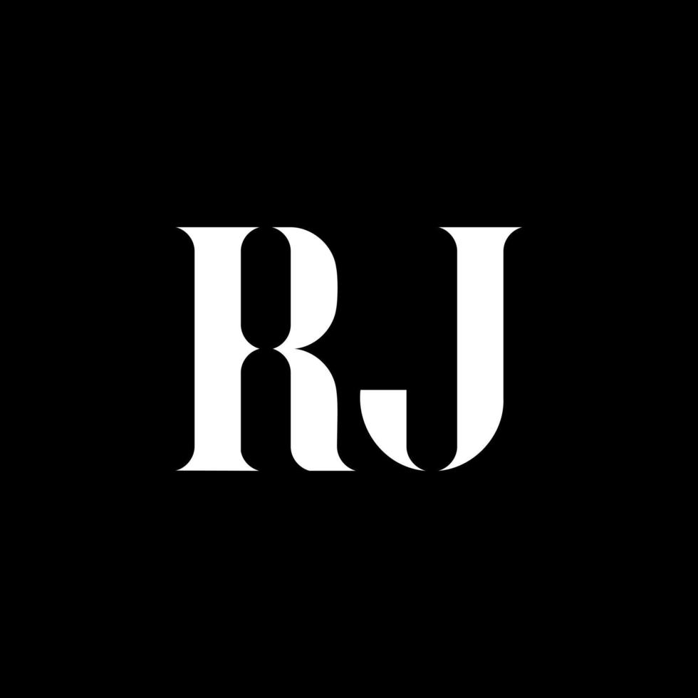 RJ R J letter logo design. Initial letter RJ uppercase monogram logo white color. RJ logo, R J design. RJ, R J vector