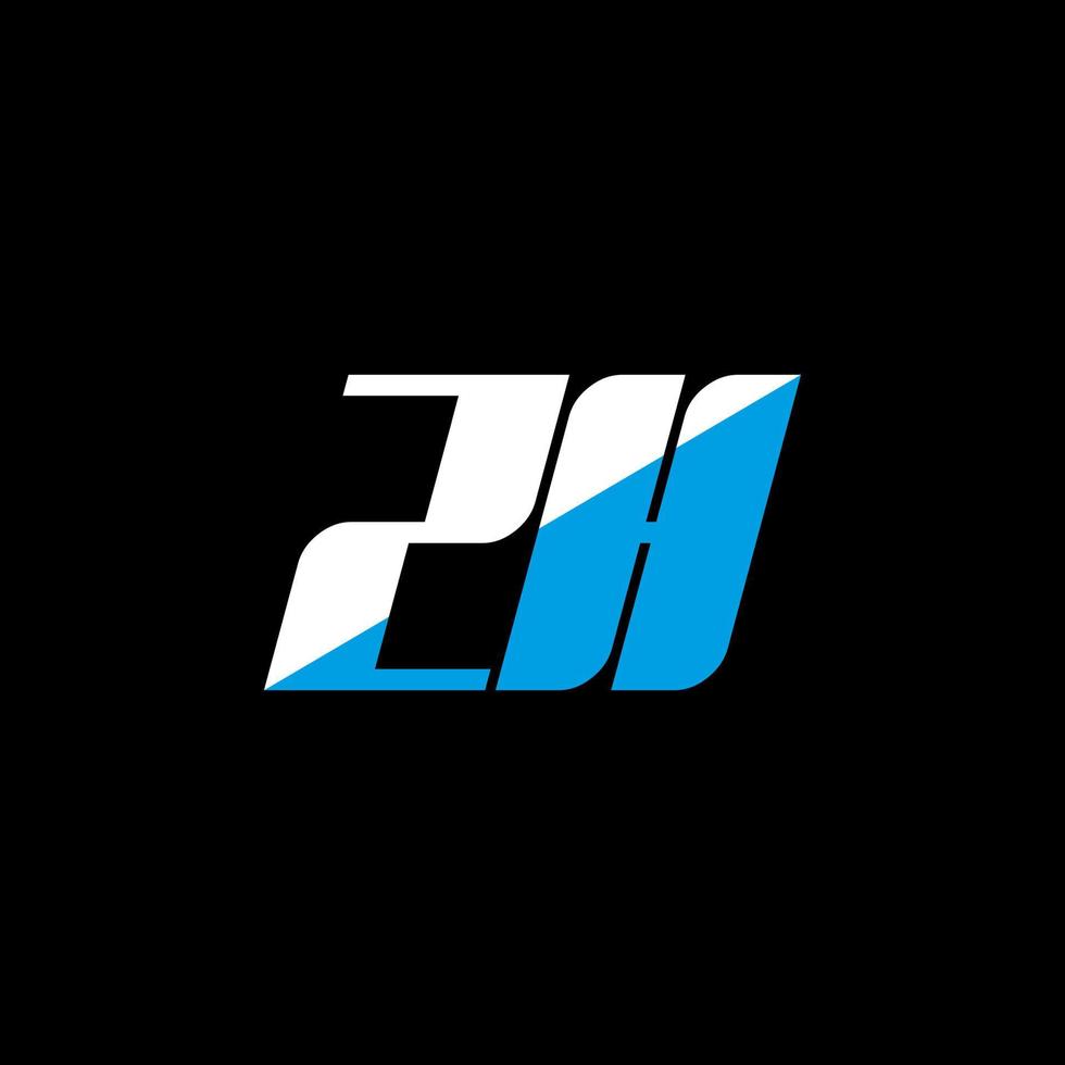 ZH letter logo design on black background. ZH creative initials letter logo concept. ZH icon design. ZH white and blue letter icon design on black background. Z H vector