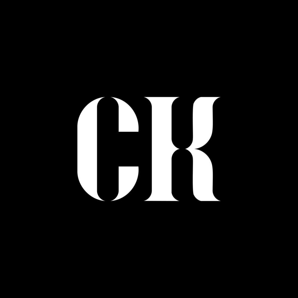 diseño del logotipo de la letra ck ck. letra inicial ck mayúscula monograma logo color blanco. logotipo de ck, diseño de ck. ck, ck vector