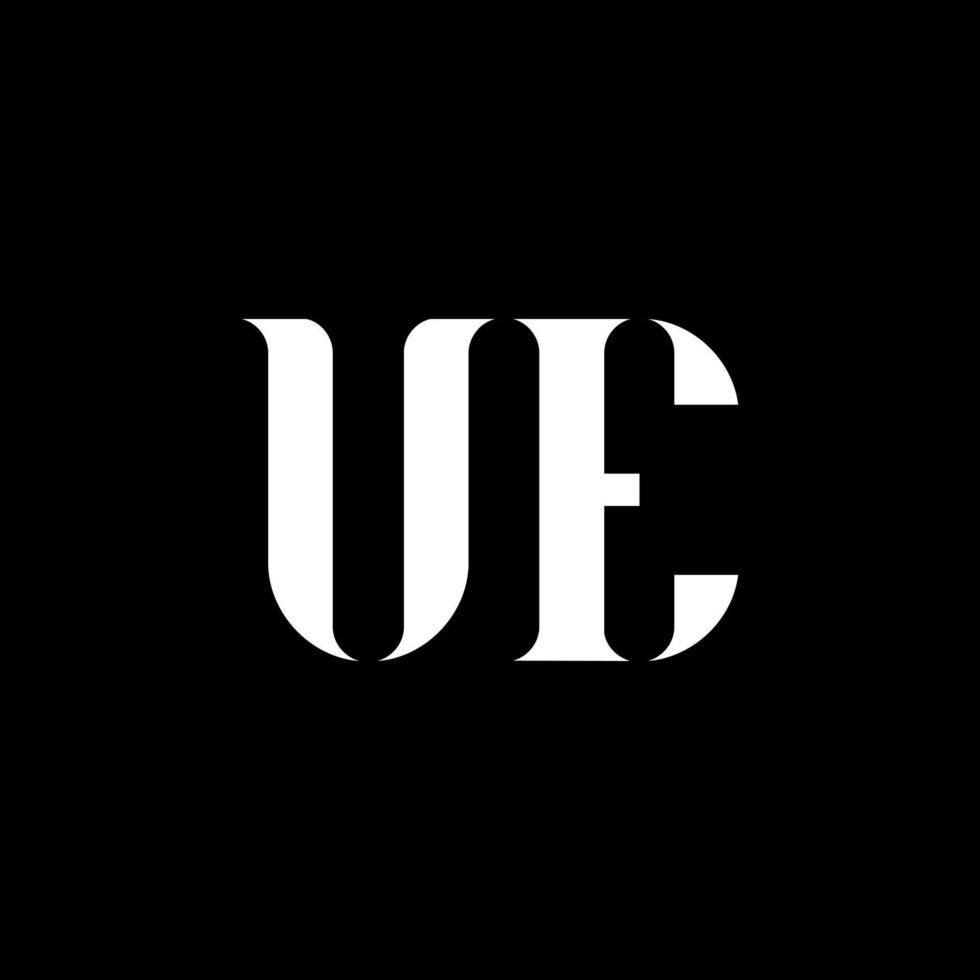 Diseño del logotipo de la letra ue ue. letra inicial ue círculo vinculado en mayúsculas logotipo monograma color blanco. logotipo de la UE, diseño de la UE. ue, ue vector