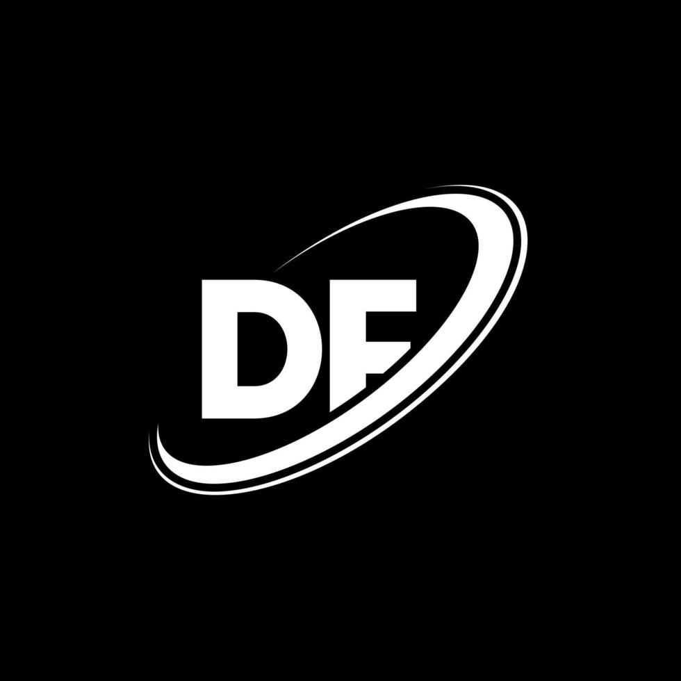 DF D F letter logo design. Initial letter DF linked circle uppercase monogram logo red and blue. DF logo, D F design. df, d f vector